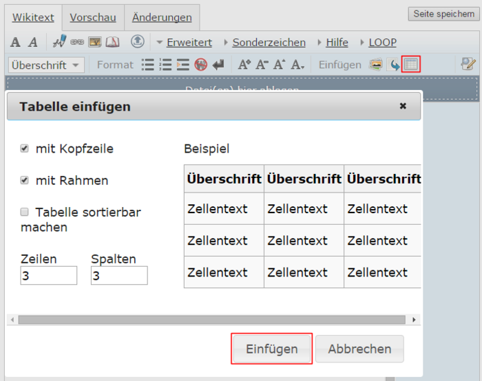 Loop seiteneditor tabelle auswahlmenue marked.png